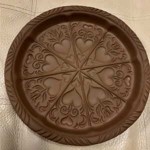 HARTSTONE USA Ceramic Shortbread Mold Hearts Tulips 10” Cookie Press